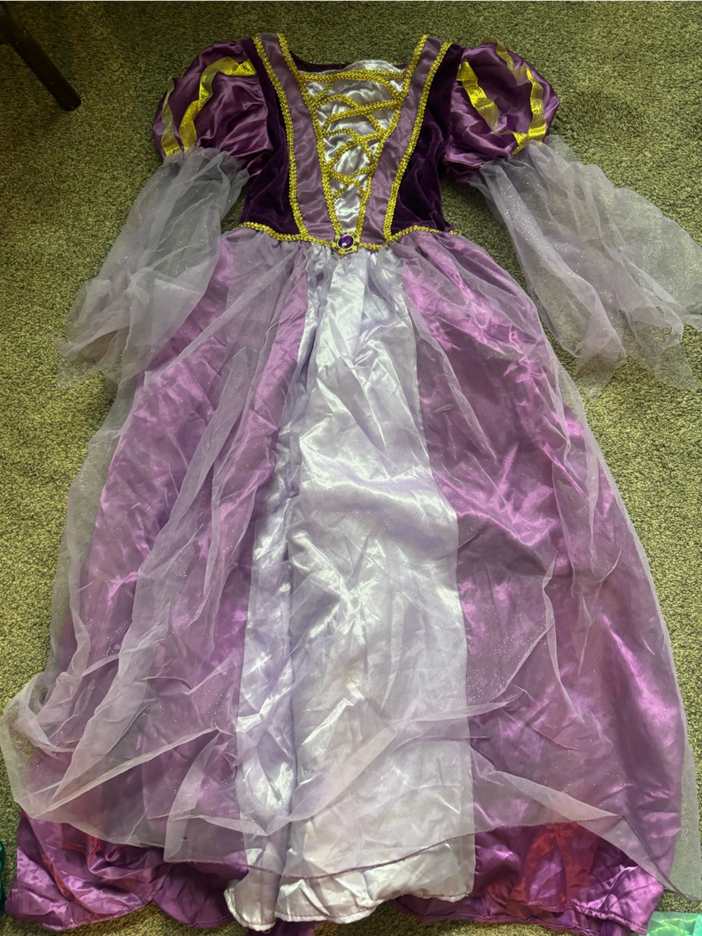 Purple Princess Kids Costume Dress with Sheer Sleeves